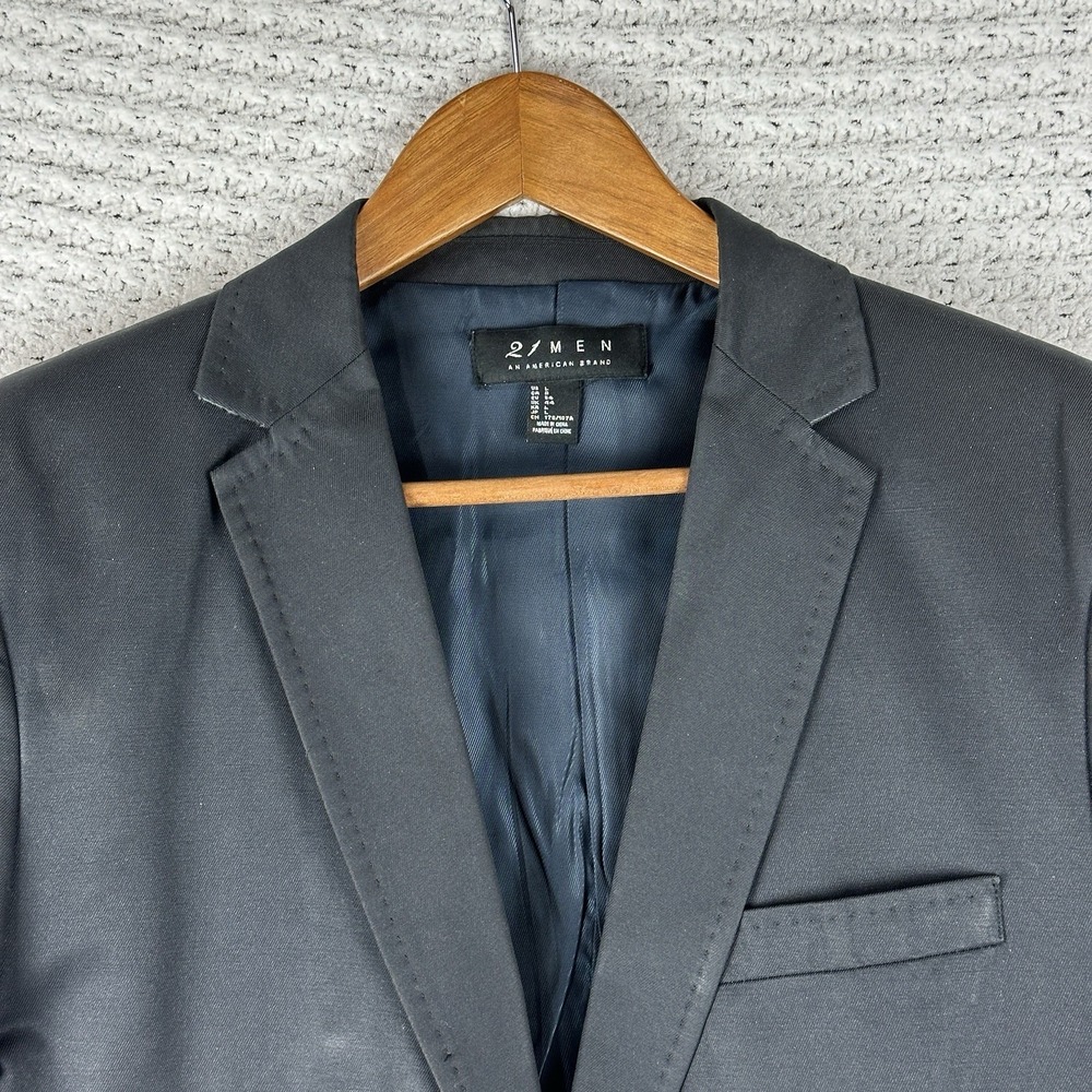 21 Men Charcoal Blazer Two Button Jacket Size L